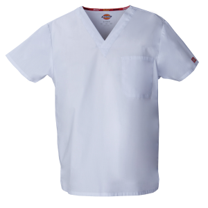 Haut col V unisexe (coloris blanc)