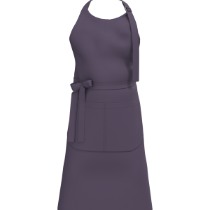 Tablier avec poche en coton bio (coloris prune foncé)