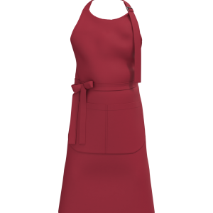 Tablier avec poche en coton bio (coloris rouge hibiscus)