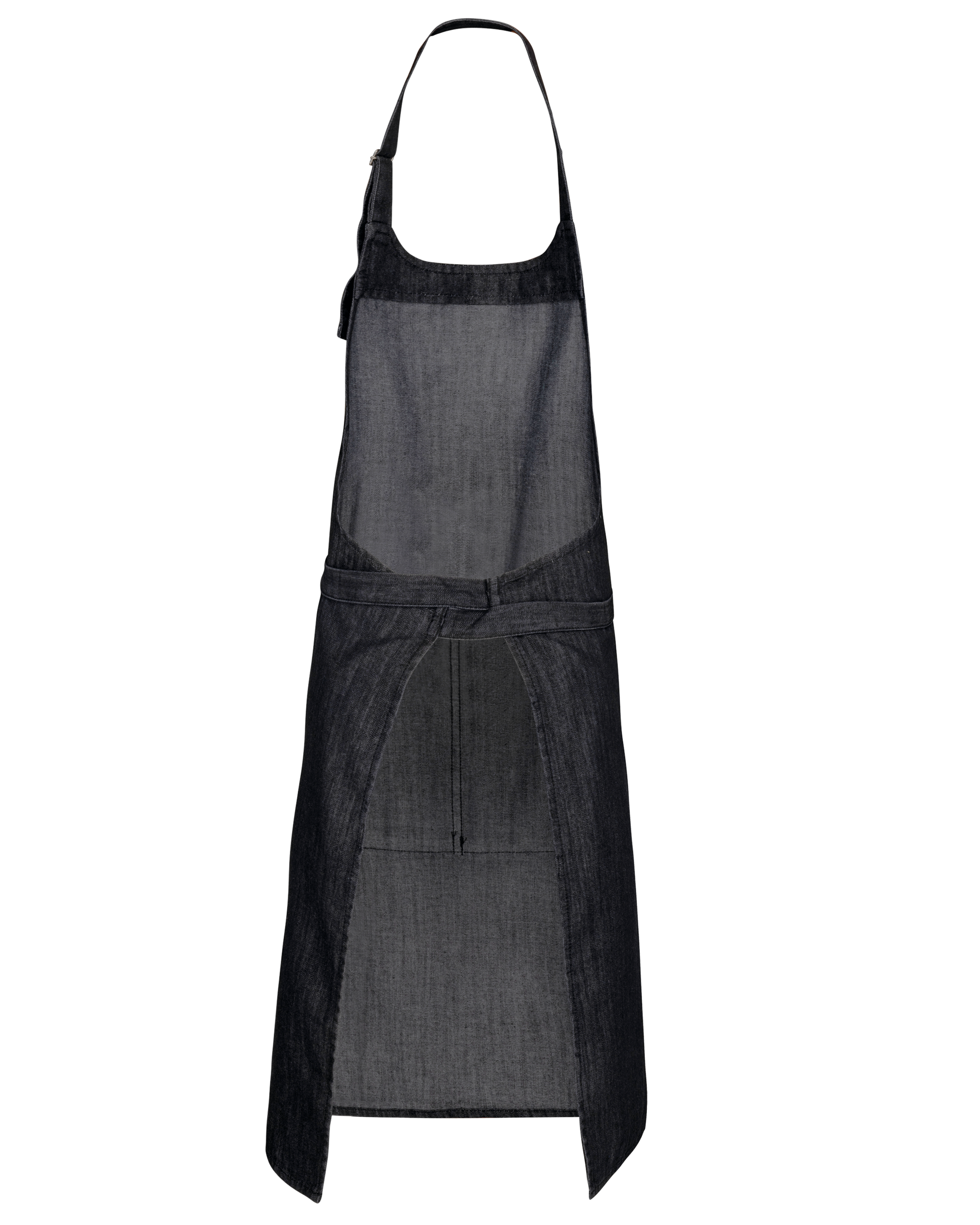 Tablier polycoton avec poche (coloris noir denim, dos)