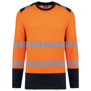 Sweat de sécurité recyclé col rond unisexe (coloris orange / marine)