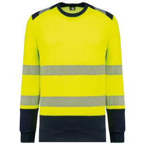 Sweat de sécurité recyclé col rond unisexe (coloris jaune / marine)