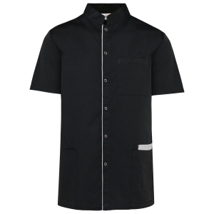 Blouse polycoton avec boutons-pression homme (coloris noir)