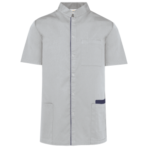 Blouse polycoton avec boutons-pression homme (coloris gris neige)