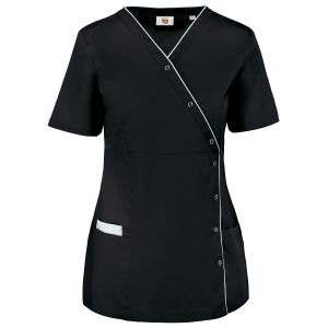 Blouse polycoton avec boutons-pression femme (coloris noir)