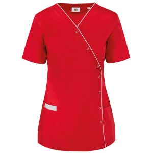 Blouse polycoton avec boutons-pression femme (coloris rouge foncé)