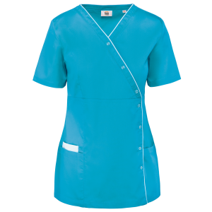 Blouse polycoton avec boutons-pression femme (coloris turquoise clair)