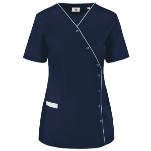 Blouse polycoton avec boutons-pression femme (coloris marine)