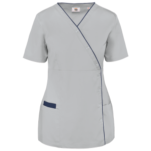 Blouse polycoton avec boutons-pression femme (coloris gris neige)
