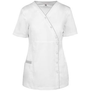 Blouse polycoton avec boutons-pression femme (coloris blanc)