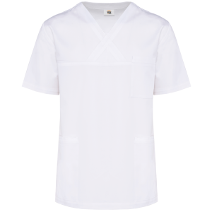 Tunique manches courtes polycoton unisexe (coloris blanc)