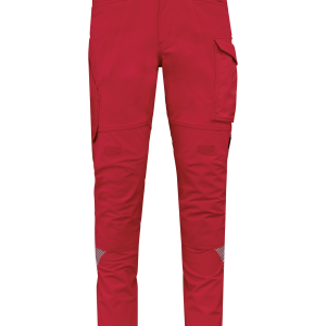 Pantalon de travail recyclé stretch multipoches unisexe (coloris rouge)