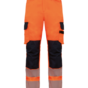 Pantalon de sécurité recyclé stretch genouillères unisexe (coloris orange / marine)