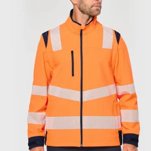 Veste softshell de sécurité recyclée haute visibilité à manches détachables (vue 2)