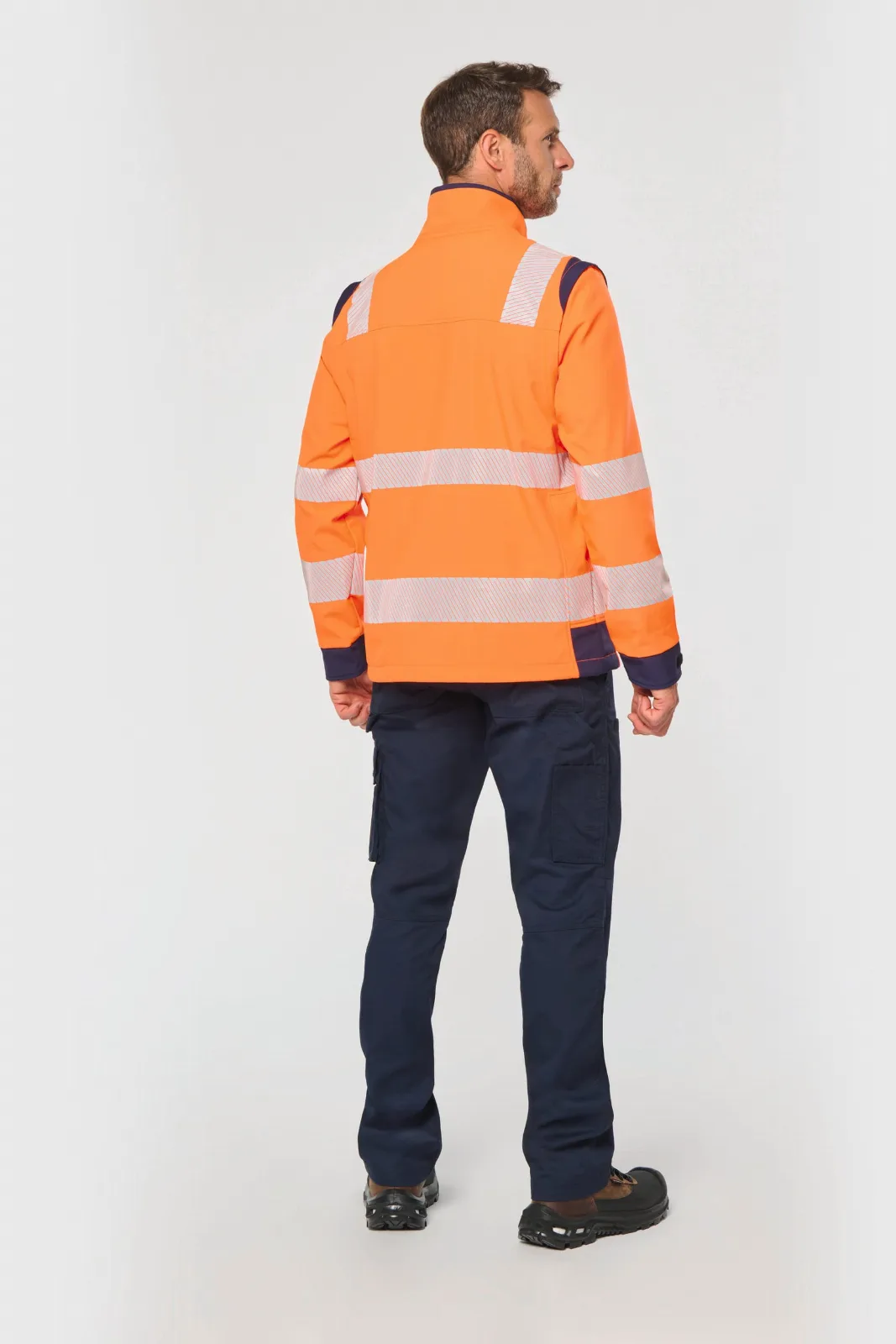 Veste softshell de sécurité recyclée haute visibilité à manches détachables (vue 3)