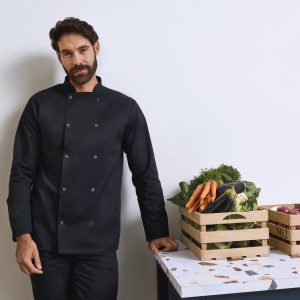 Veste de cuisine manches longues à boutons pression unisexe (vue 1)