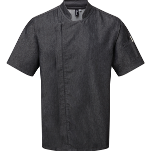 Veste de cuisine à fermeture zippée unisexe (coloris noir denim)